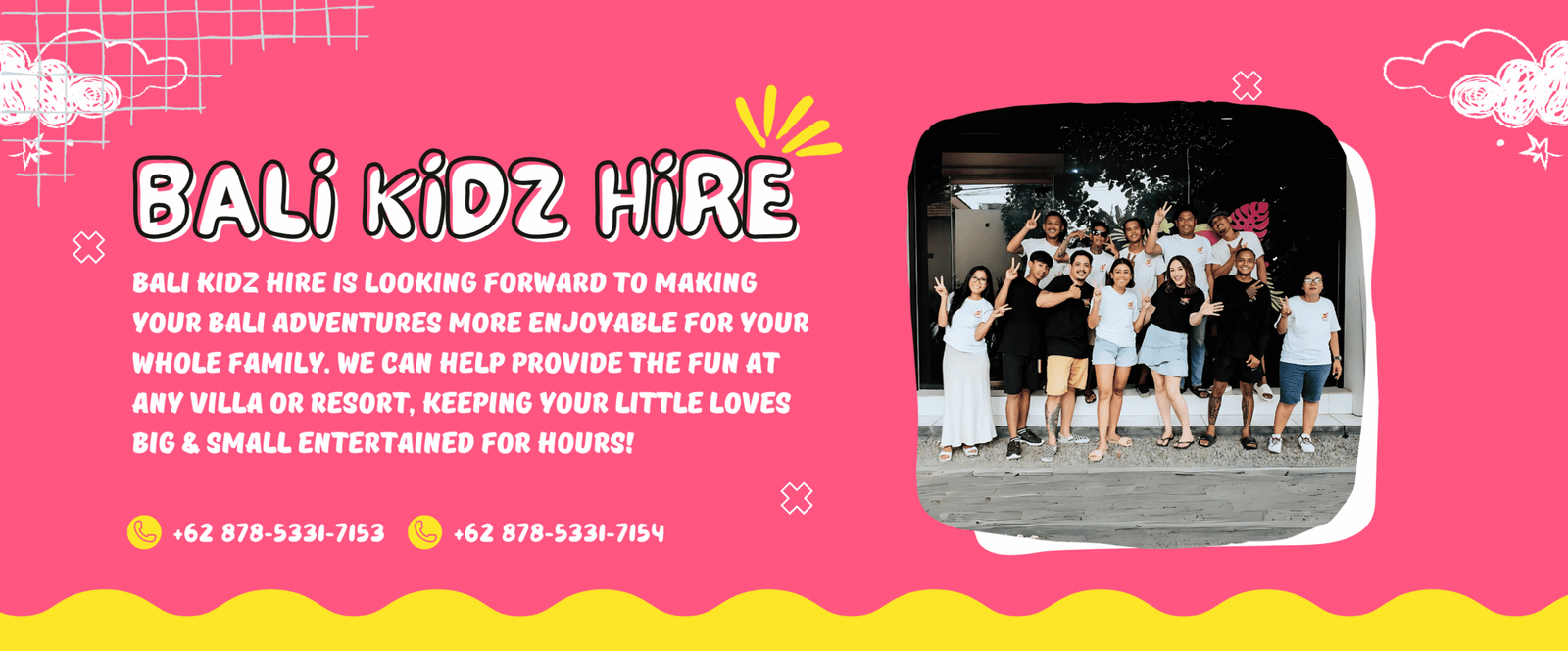 Bali Kidz Hire team helping families enjoy safe and fun Bali holidays with baby and kids equipment at villas and resorts