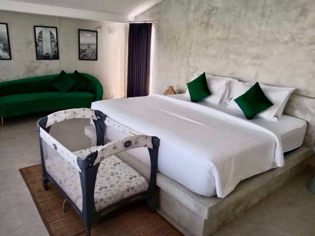 Porta cot in Bali by Bali Kidz Hire providing a safe and comfortable sleeping space for babies at villas and resorts